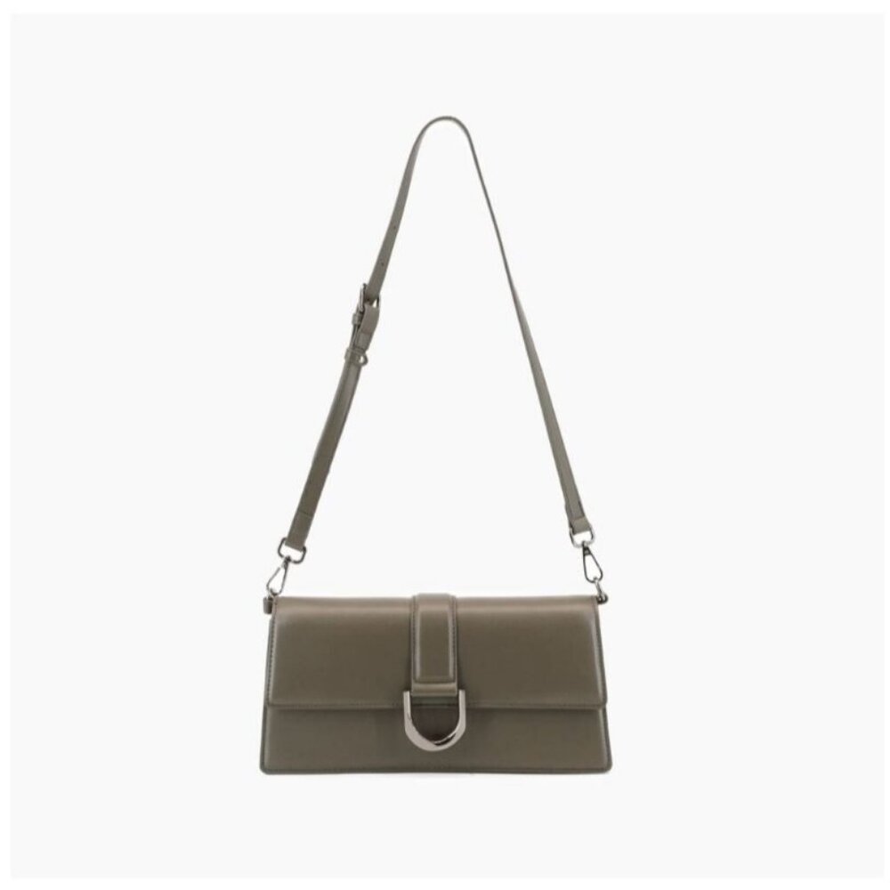 LIKE DREAMS Georgie East West front buckle faux-leather crossbody bag- Olive - Picture 2 of 16